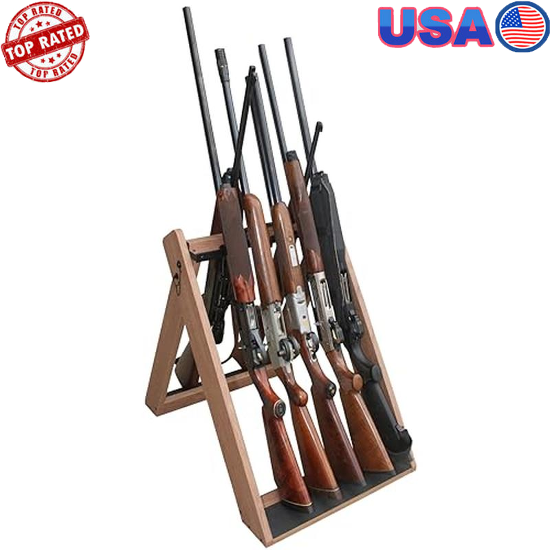 Portable Folding Gun Rack Holds 10 Rifles Easy Assembly Durable Rubber Base New
