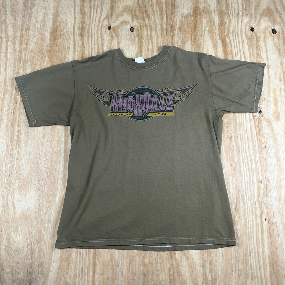 VTG Anvil Sprint Car Racing Iowa Knoxville Nationals FVP T-Shirt Mens Brown L
