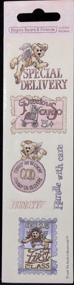 ONE (1) Vintage Boyd's Bears & Friends by InterArt Acid Free Sticker Package