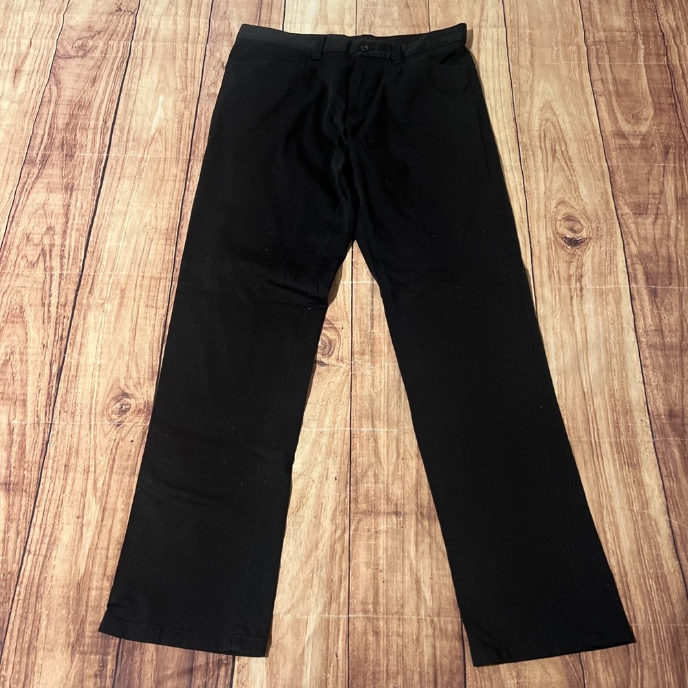 Calvin Klein Pants Mens 31x32 Black Striped Stretch Dress Trousers