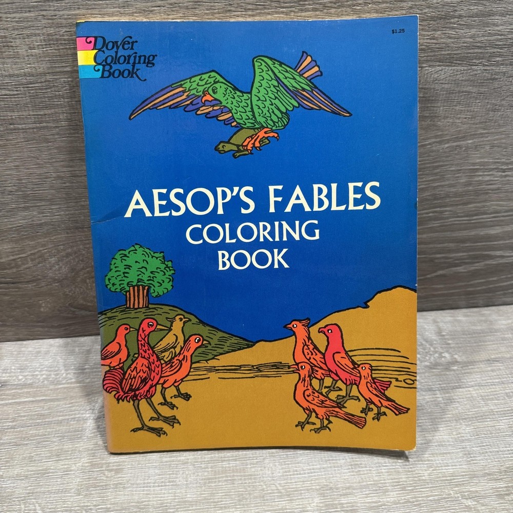 Vintage AESOP'S FABLES COLORING BOOK Aesop Dover Publications Blue PB USA 1972