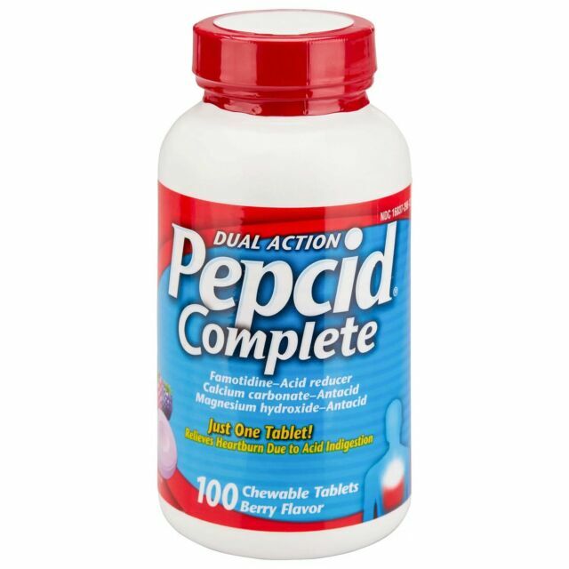 PEPCID COMPLETE 100 ct chewable BERRY flavor antacid DUAL ACTION acid reducer-image