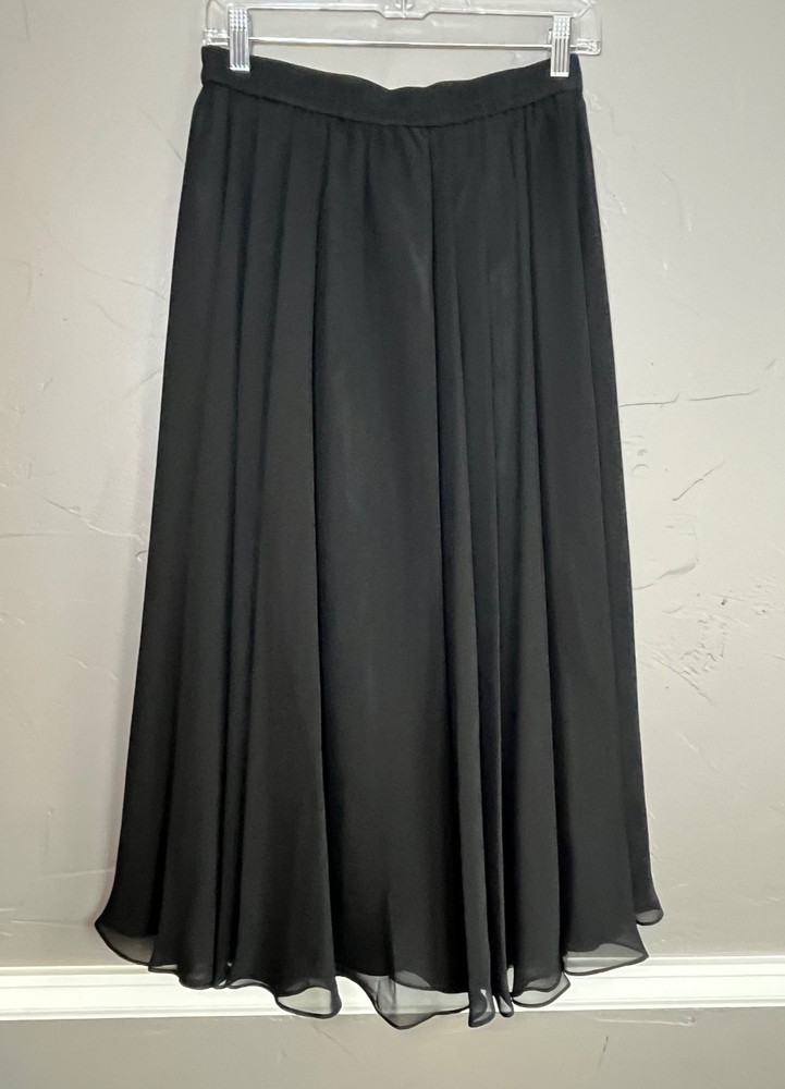 Adrianna Papell Evening Maxi Skirt Women's 8 Black Elastic Waist Flowing Flared