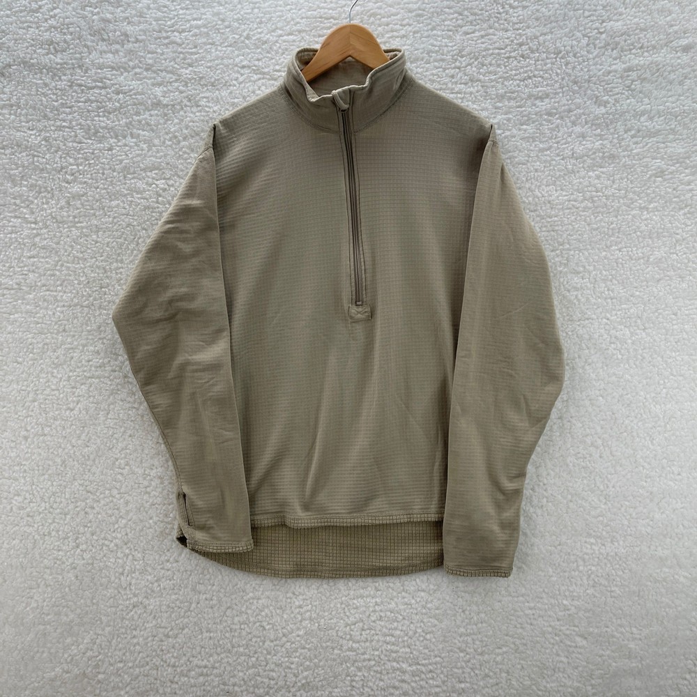 Military Jacket Men's Large Regular Tan Gen III Cold Weather Grid Fleece 1/4 Zip