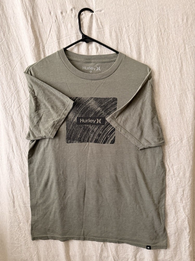 Hurley Men's Green Graphic Logo Crew Neck Short Sleeve Cotton T-Shirt M