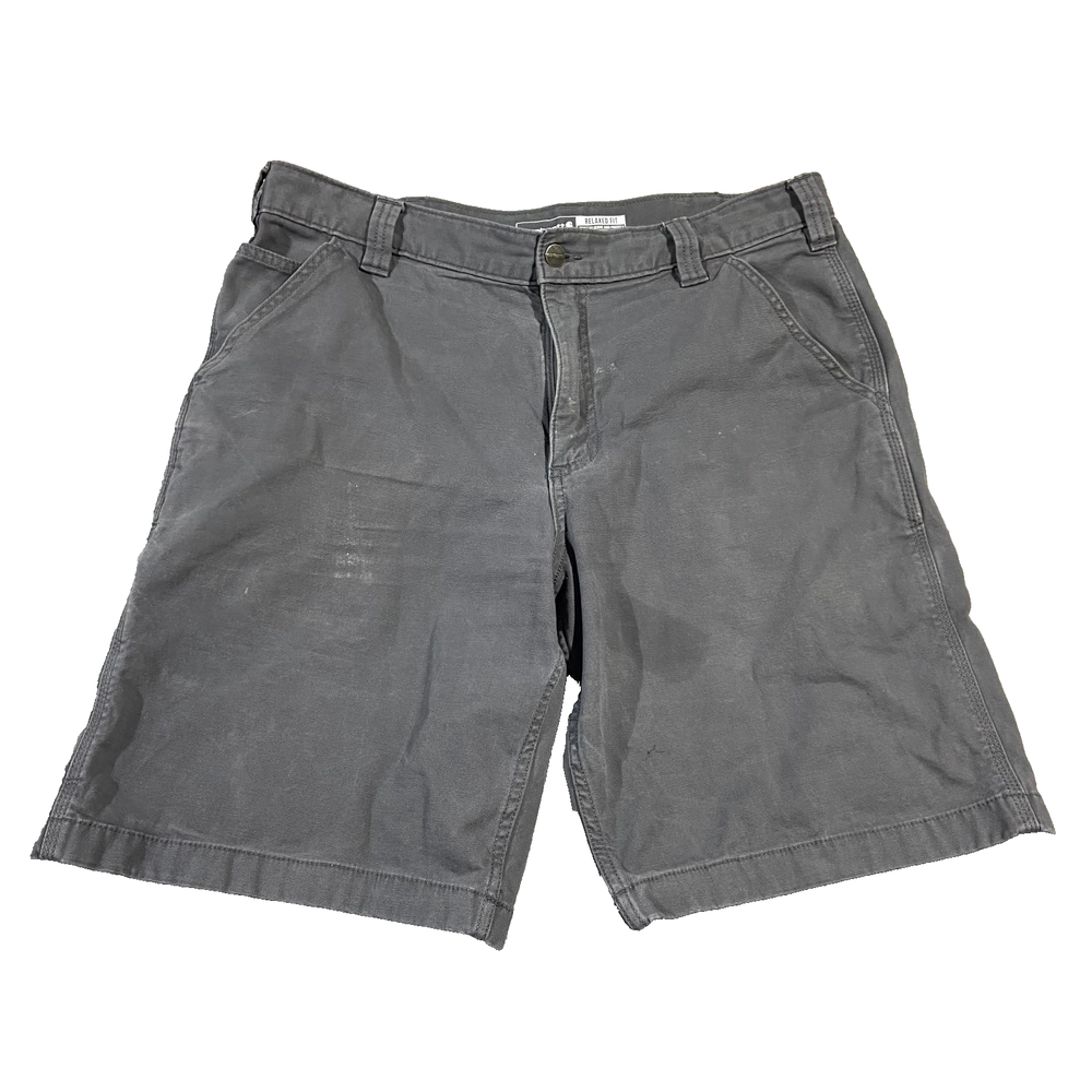 Carhartt Men's Gray Rugged Flex Relaxed Fit Canvas Work Shorts Size 36