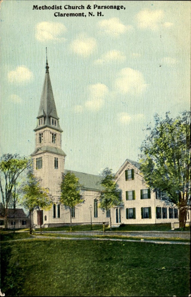 Methodist Church and Parsonage Claremont New Hampshire NH ~ c1910