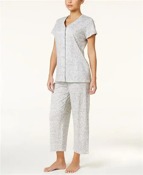 Charter Club Women's Cotton Capri Pajama Pants Gray Size S 0184 (Just Pants)