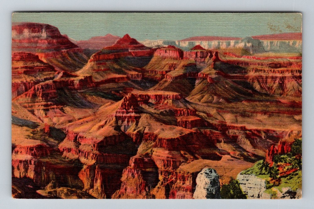 Grand Canyon, AZ-Arizona, Moran Point Scenic Red Rock View Vintage Postcard