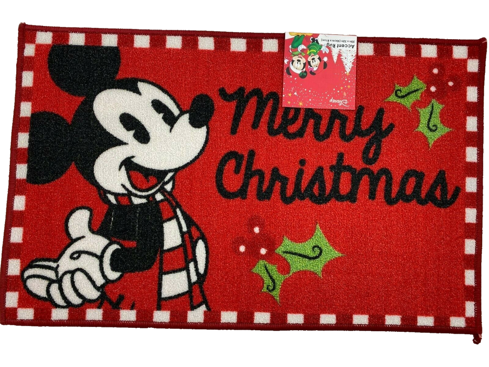 Disney Mickey Mouse Christmas Rug Red 20x32 for Kitchen Bathroom Entry-image