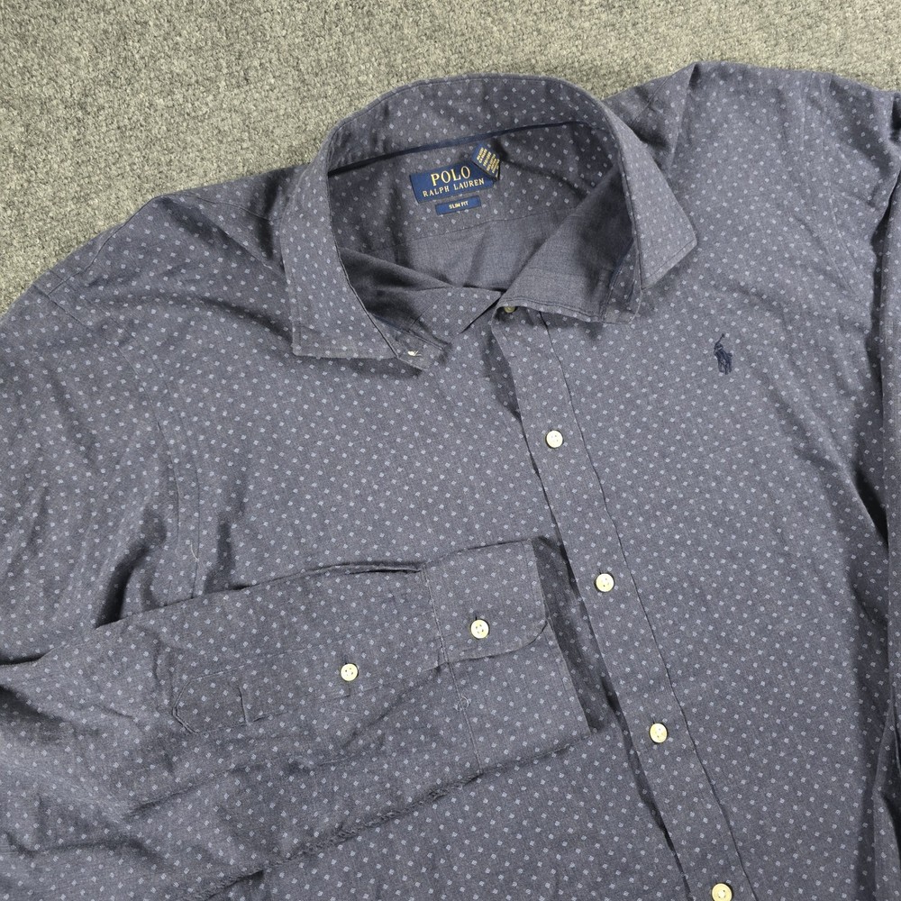 Polo Ralph Lauren Slim Fit Shirt Mens XXL Blue Geometric Button Up Cotton