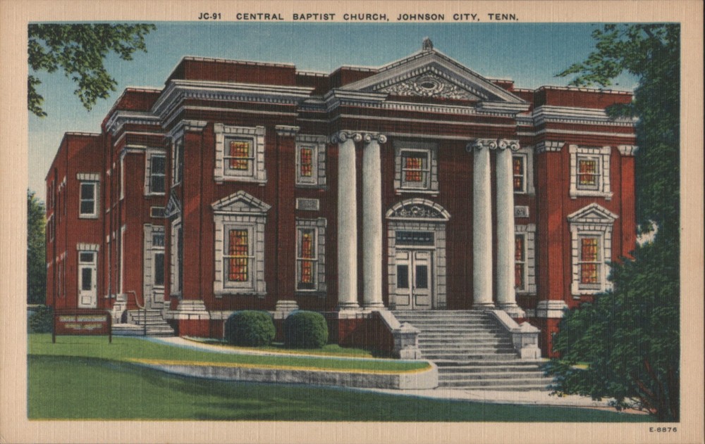 Johnson City, Tennessee TN Central Baptist Church Original Vintage Postcard