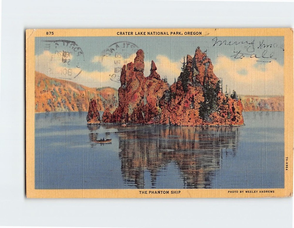 Postcard The Phantom Ship Crater Lake National Park Oregon USA