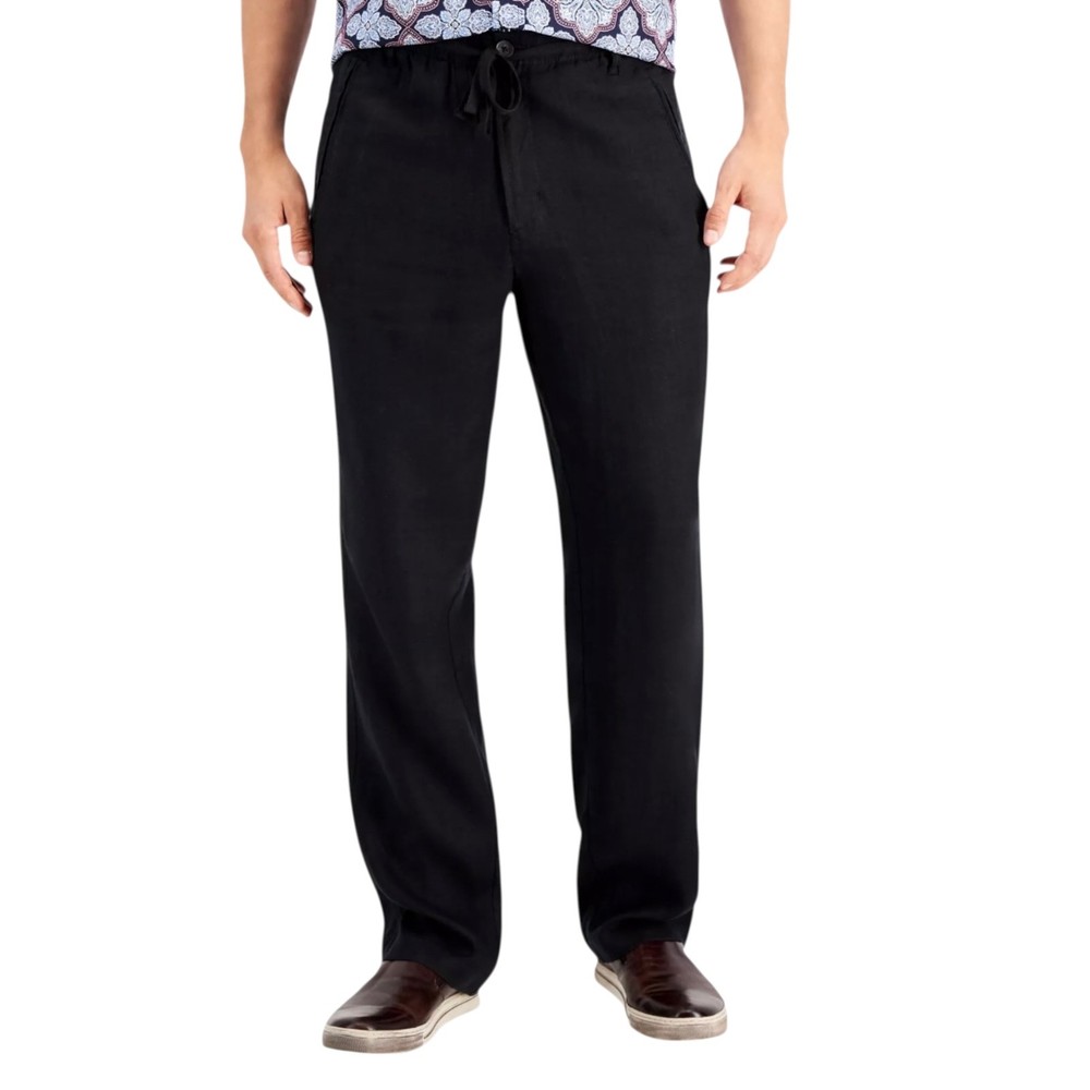 Club Room Men's 100% Linen Pants, Deep Black Lightweight  Size XL  NWT.