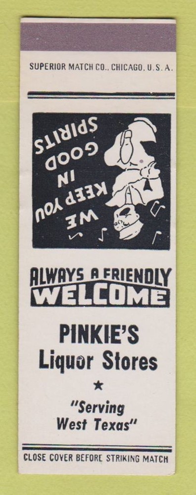 Matchbook Cover - Pinkie's Liquor Store TX SAMPLE