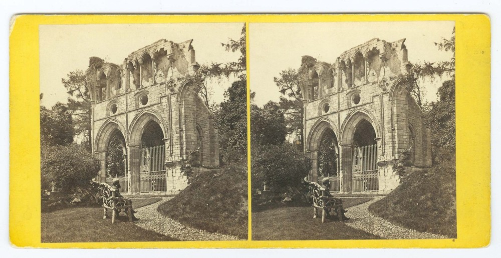 G2397~ SCOTLAND – Dryburgh Abbey Scott Tomb c.1860s Stereoview GW Wilson