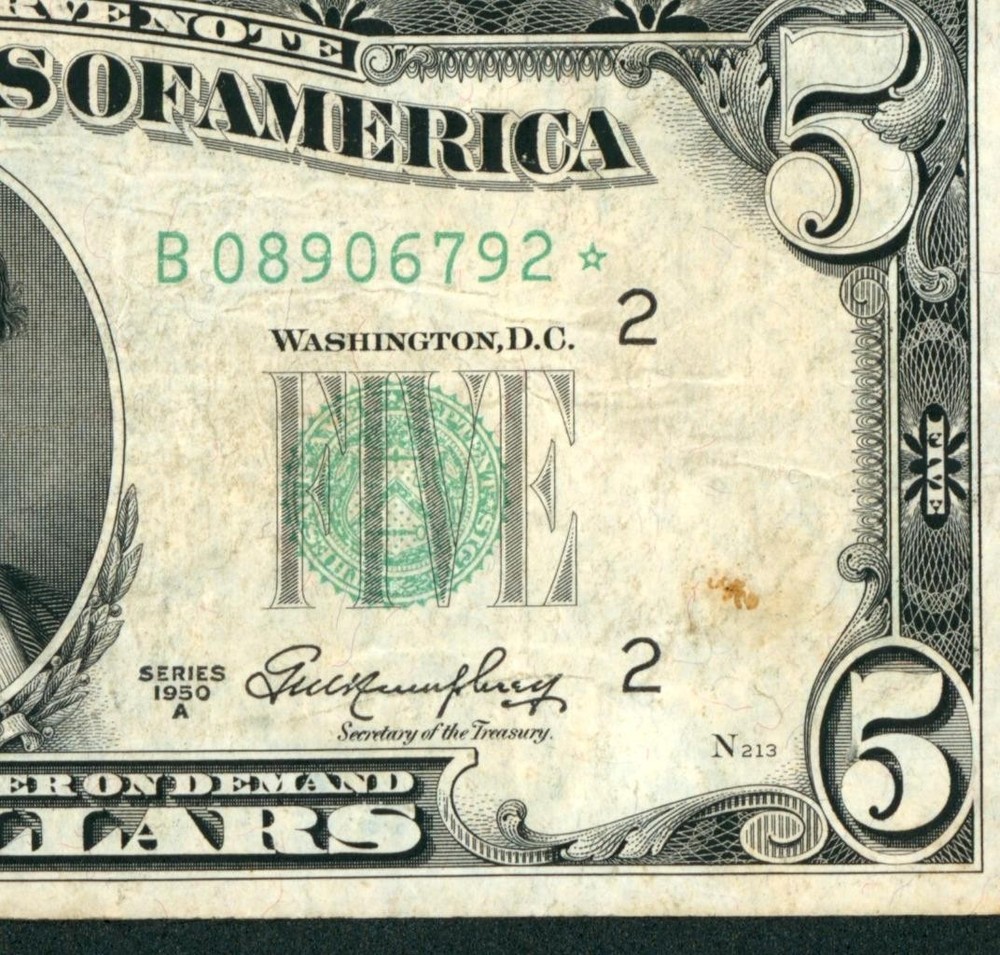**STAR** $5 1950 Federal Reserve Note ** DAILY CURRENCY AUCTIONS