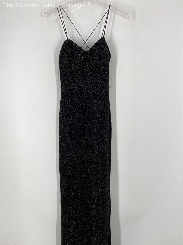 Speechless Womens Black Silver Sweetheart Sleeveless Maxi Dress Size Small