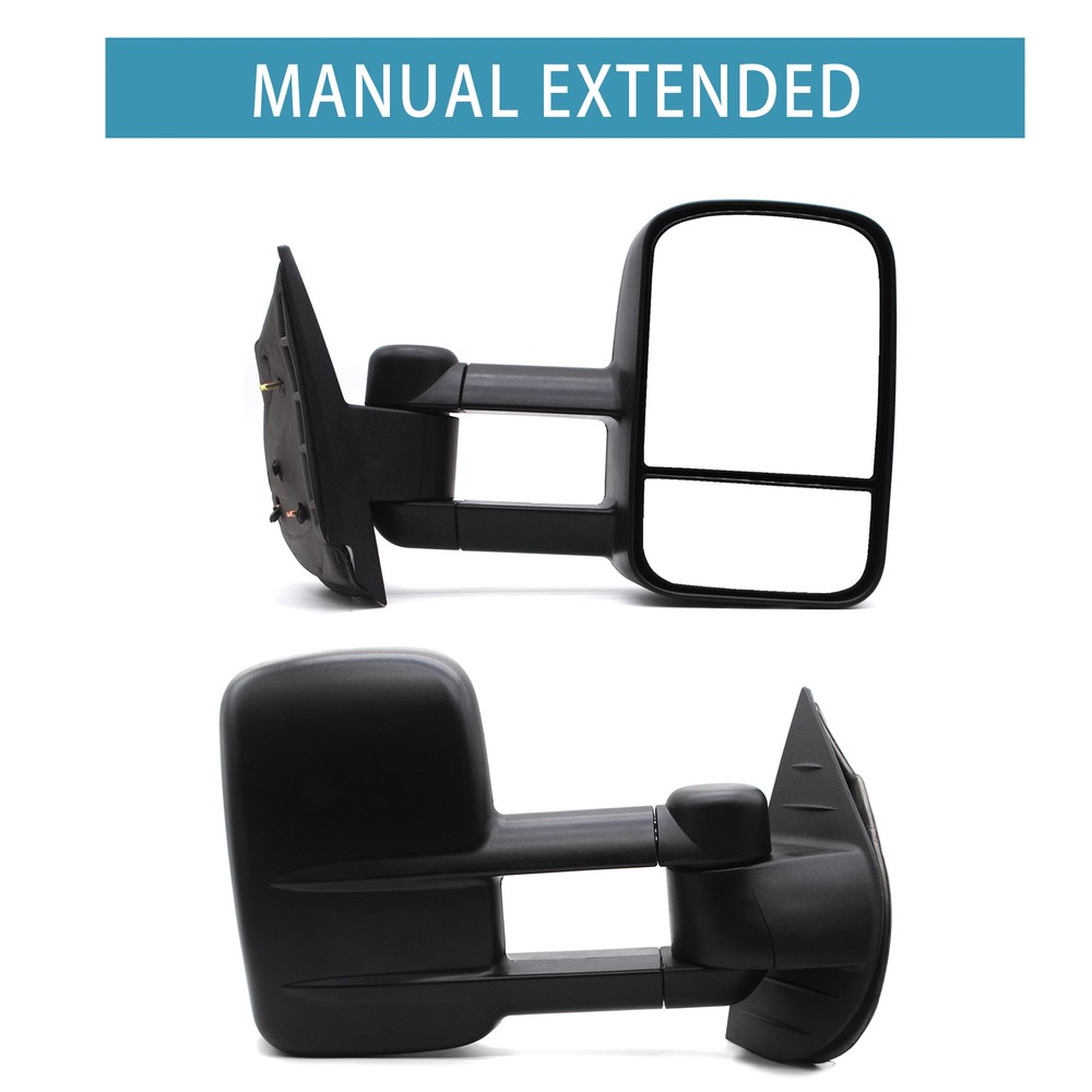 Tow Mirrors Manual Extendable Fits 2009-2010 Chevrolet Suburban 1500 Black