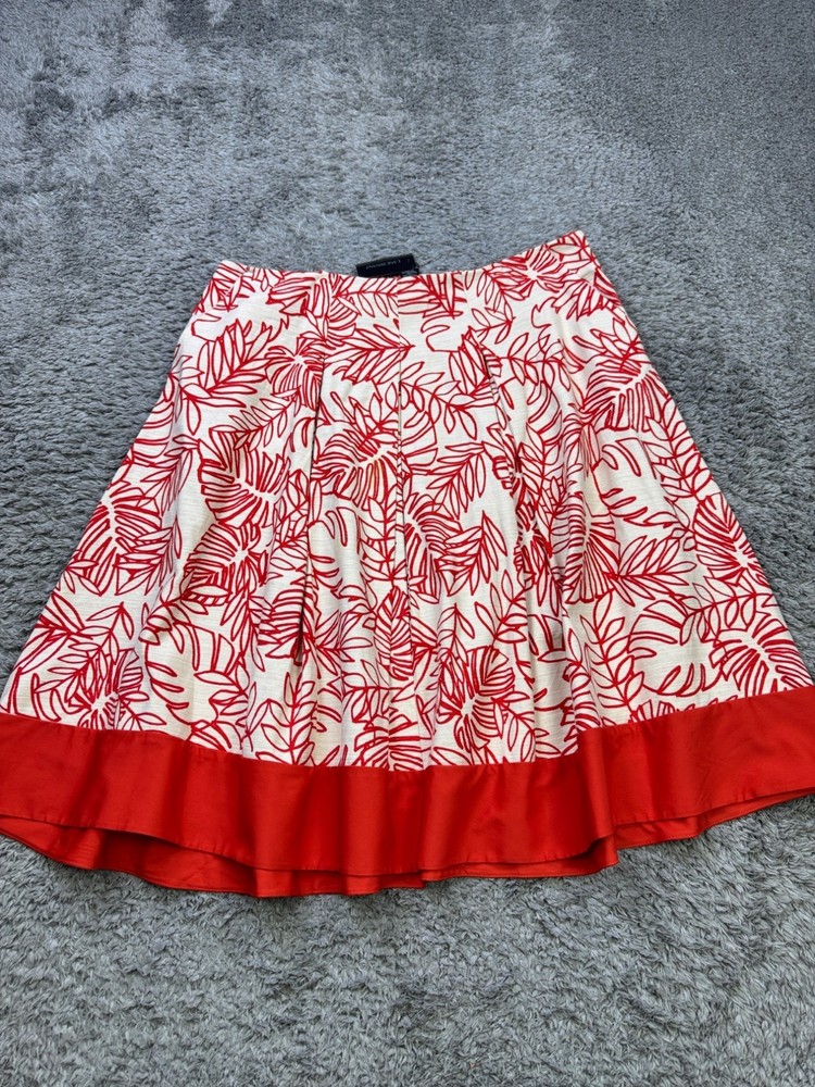 Lane Bryant Skirt Women 18 Linen Blend Floral Leaf Box Pleated Circle A-Line NWT