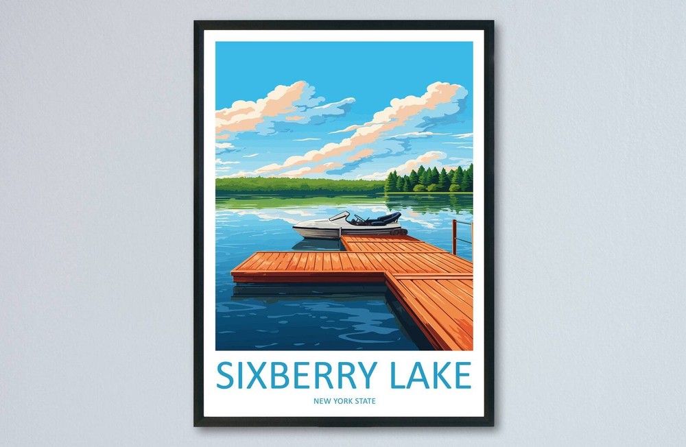 Sixberry Lake Travel Print Wall Art Sixberry Lake Wall Hanging Home Dcor