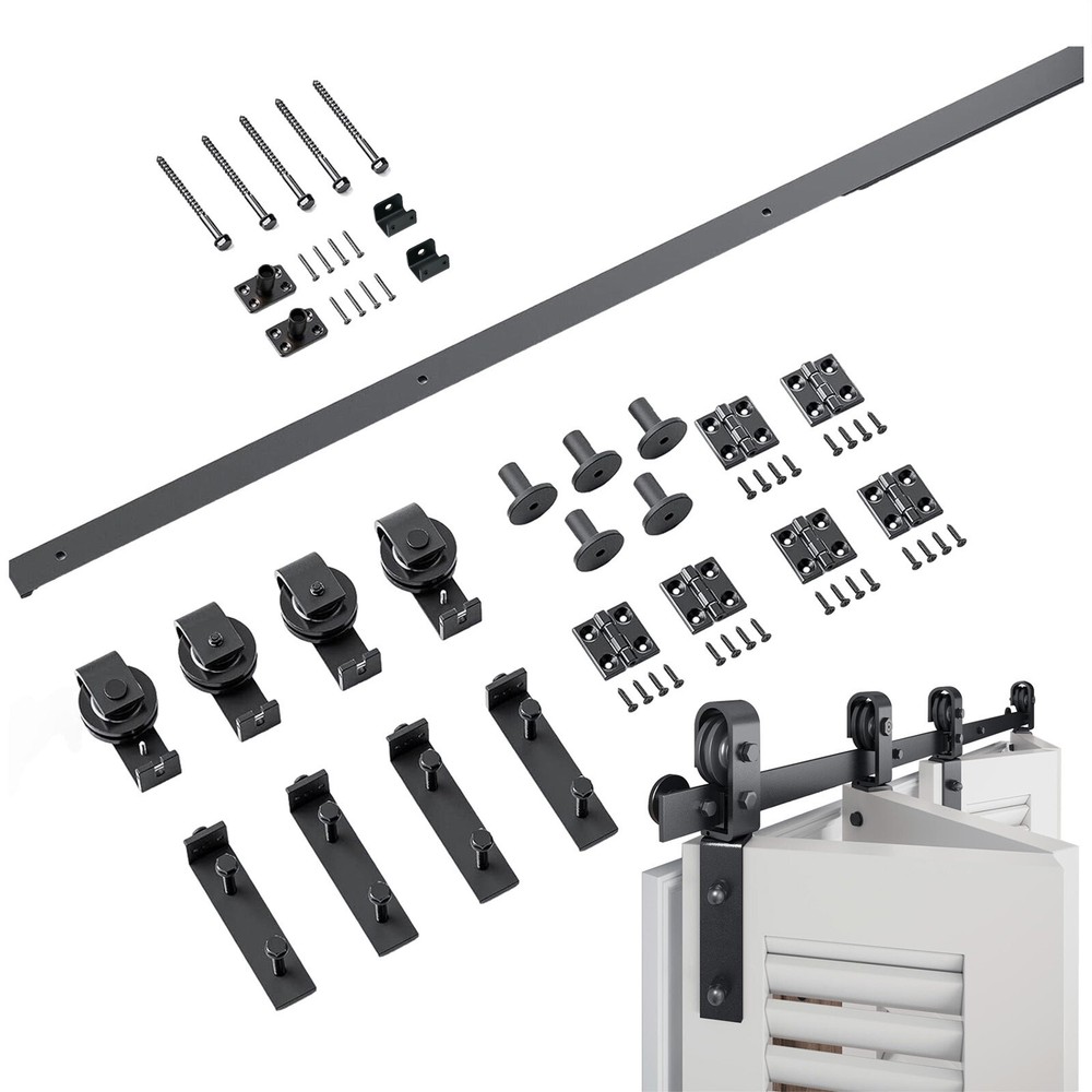 60in Bifold Sliding Door Track,Sliding barn door hardware kit,Brand New Black-