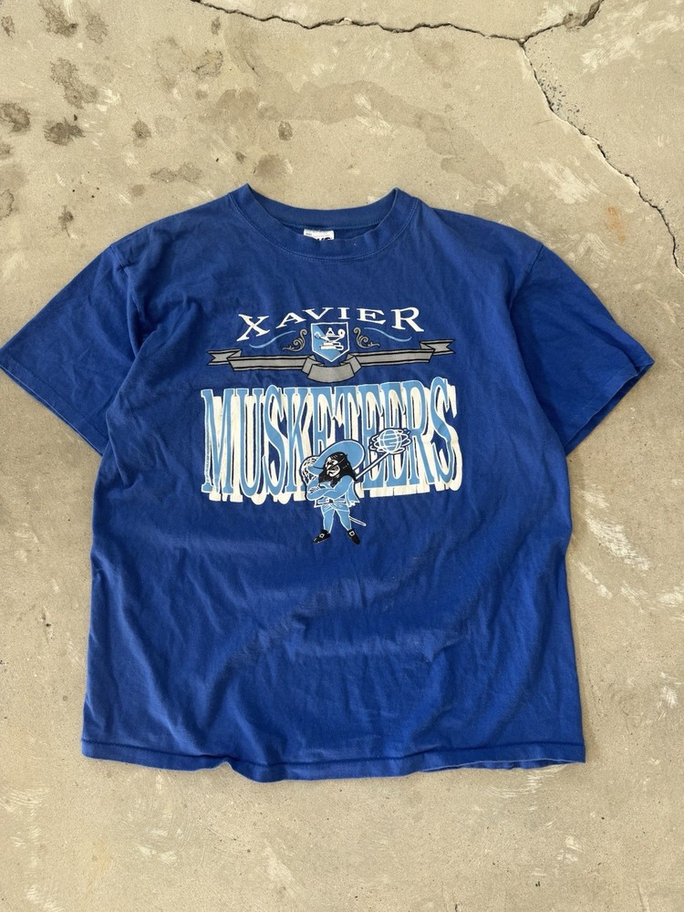 Vintage Rare 90’s Xavier University Musketeers Single Stitch T Shirt Size XL