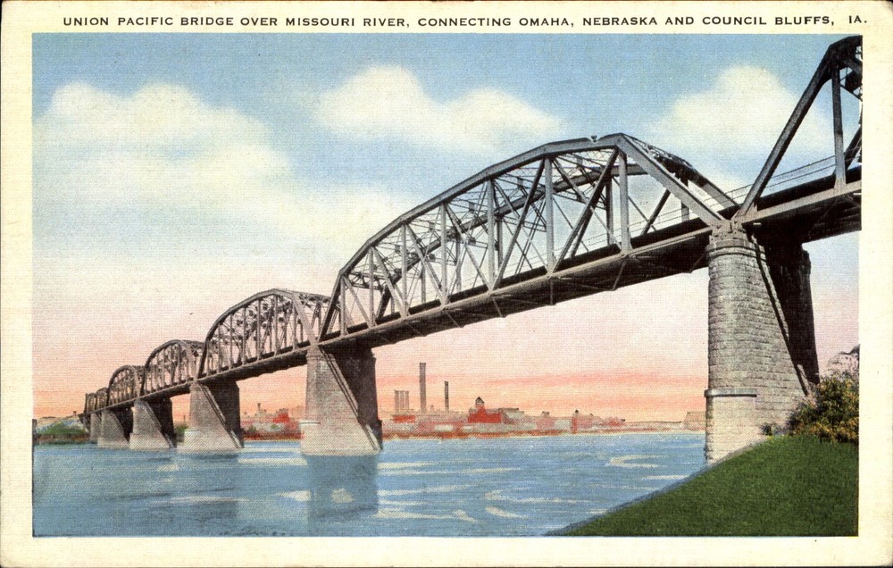 Union Pacific Bridge Missouri River Omaha NE to Council Bluffs IA ~ 1930s