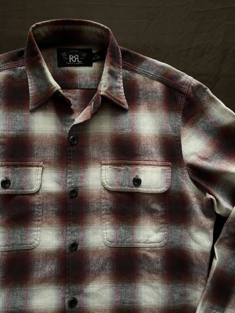 Excellent Condition RRL SHADOW OMBRE PLAID SHIRT Double RL Shadow Ombre Plaid