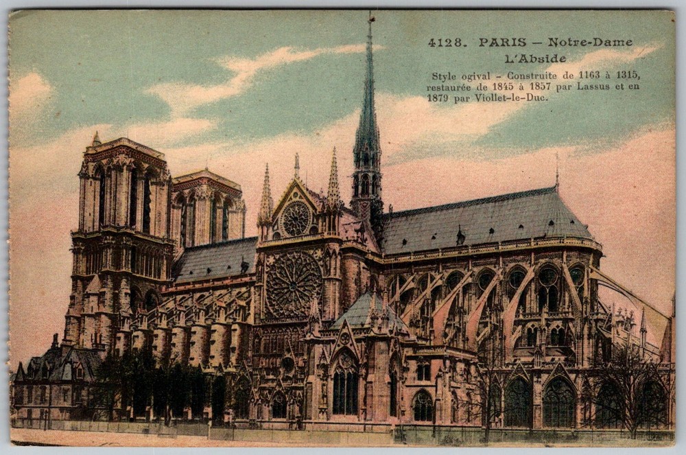 Antique Postcard Notre-dame Cathedral Abside Paris, Fr 1910s