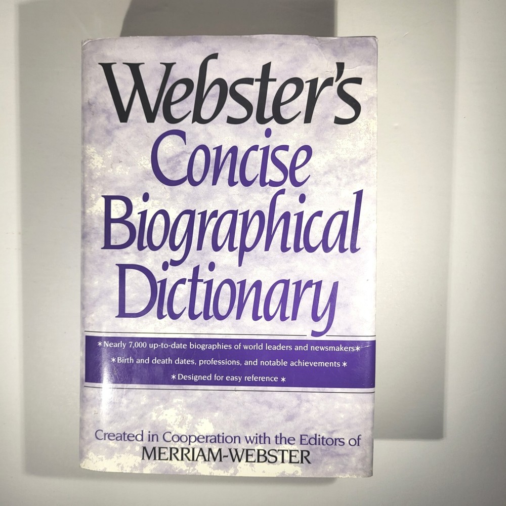 Webster's Concise Biographical Dictionary 1996 HC DJ Historical Figures [182]