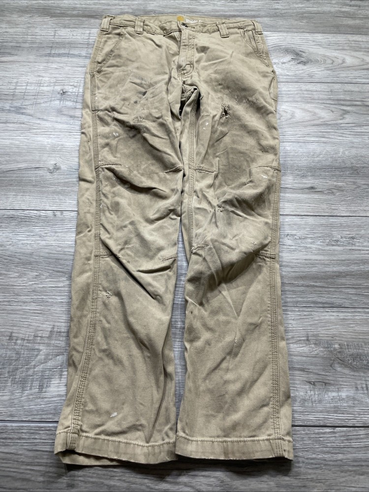 Carhartt Work Pants Cream Tan 32x30 Straight Fit Thrashed