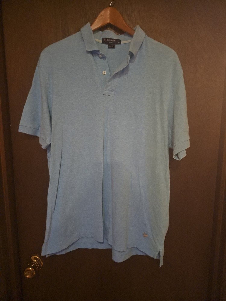 Men's Cremieux Short Sleeve Shirt Size L Two Buttons T-shirt Blue