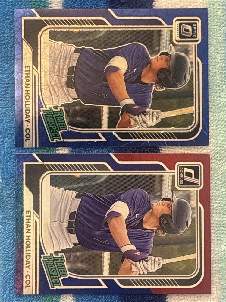 2026 Panini Donruss Baseball 2 Card Ethan Holliday Lot - Blue Velocity/Red&Blue