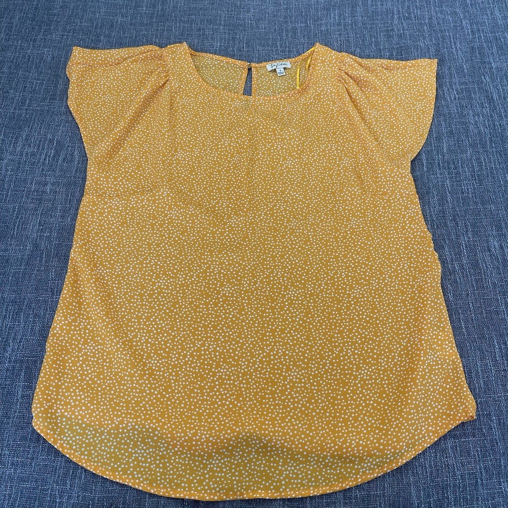 Women's S Size Cute Orange Polkadot Lily White Blouse