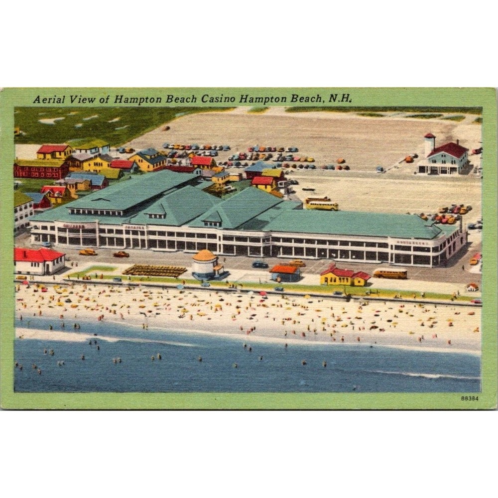 Aerial View Hampton Beach Casino NH New Hampshire Postcard Posted VTG 1955