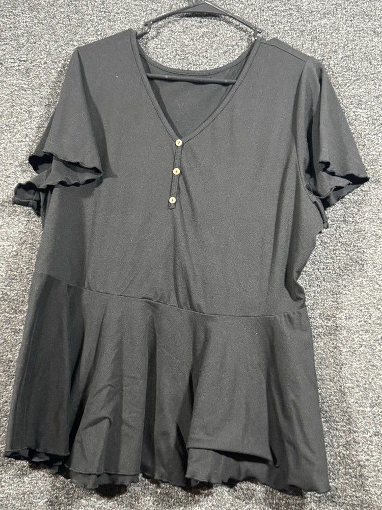 SHEIN Curve Womens Top V Neck Short Sleeve Blouse Size 3X