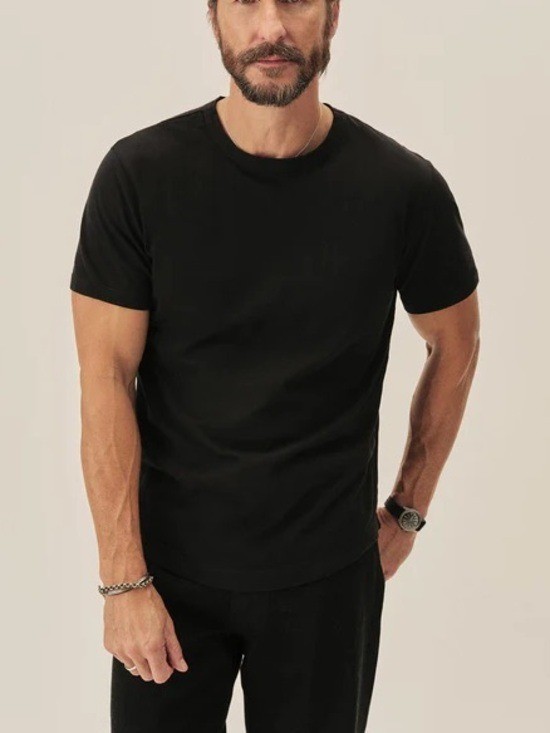 Buck Mason Black CURVED HEM TEE Size XL