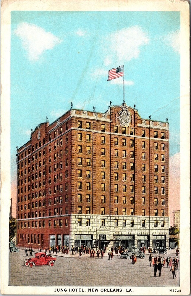 New Orleans LA-Louisiana, Jung Hotel, Exterior, Foot Traffic, Vintage Postcard