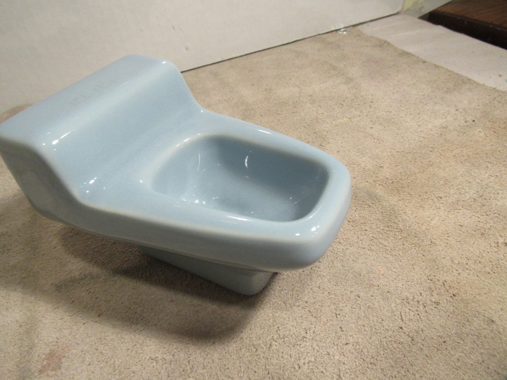 Vintage ELJER Salesman Sample Miniature Porcelain Toilet Display blue