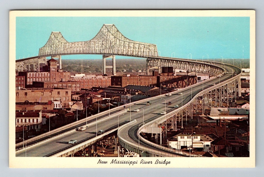 New Orleans, LA-Louisiana, New Mississippi River Bridge Span Vintage Postcard