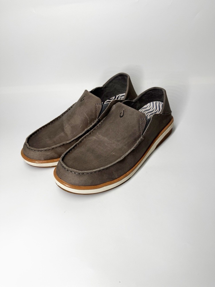 OluKai Kalia Men's Full Grain Waxed Nubuck Leather Shoes Size 10M Brown
