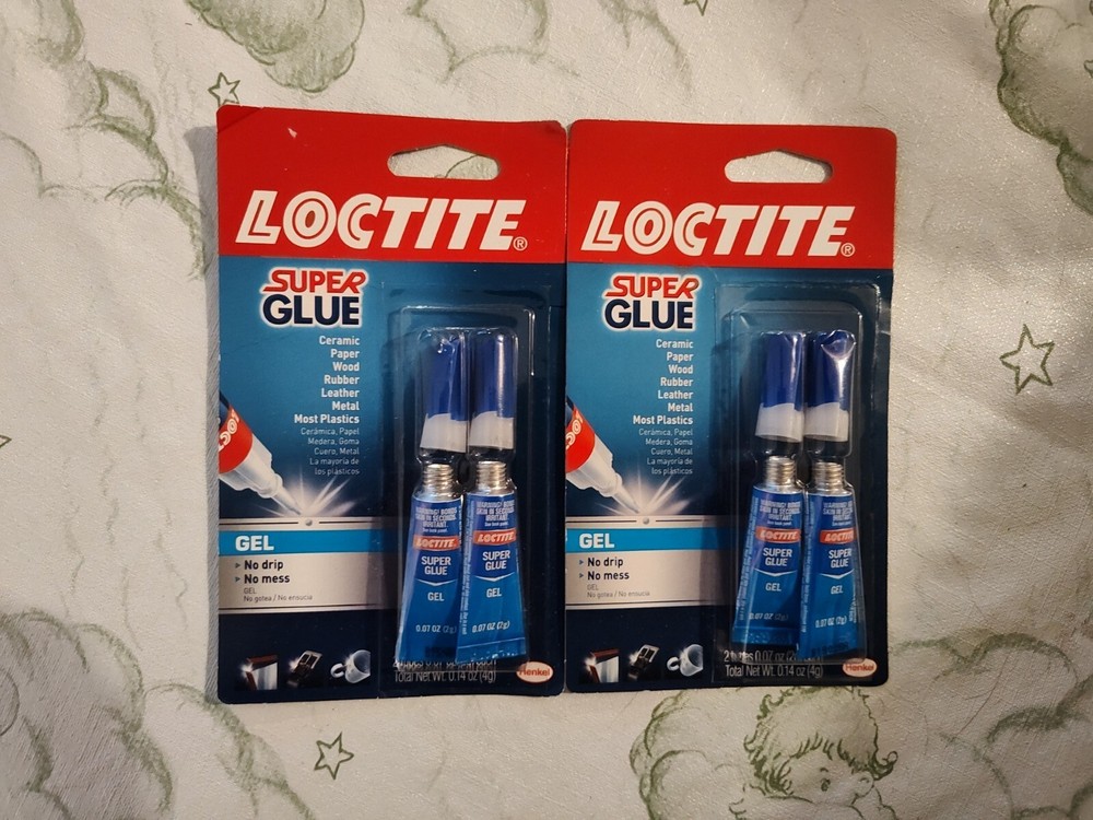 Lot 2 Loctite Super Glue Gel Packets. 2 g. Each Tube.  2 Pack: 4 Tubes Total New