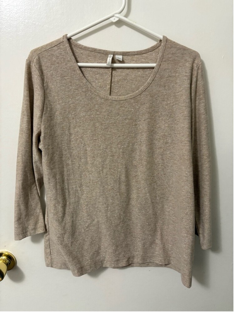 Cato Women's Gold Shimmer Blouse long sleeve size Large