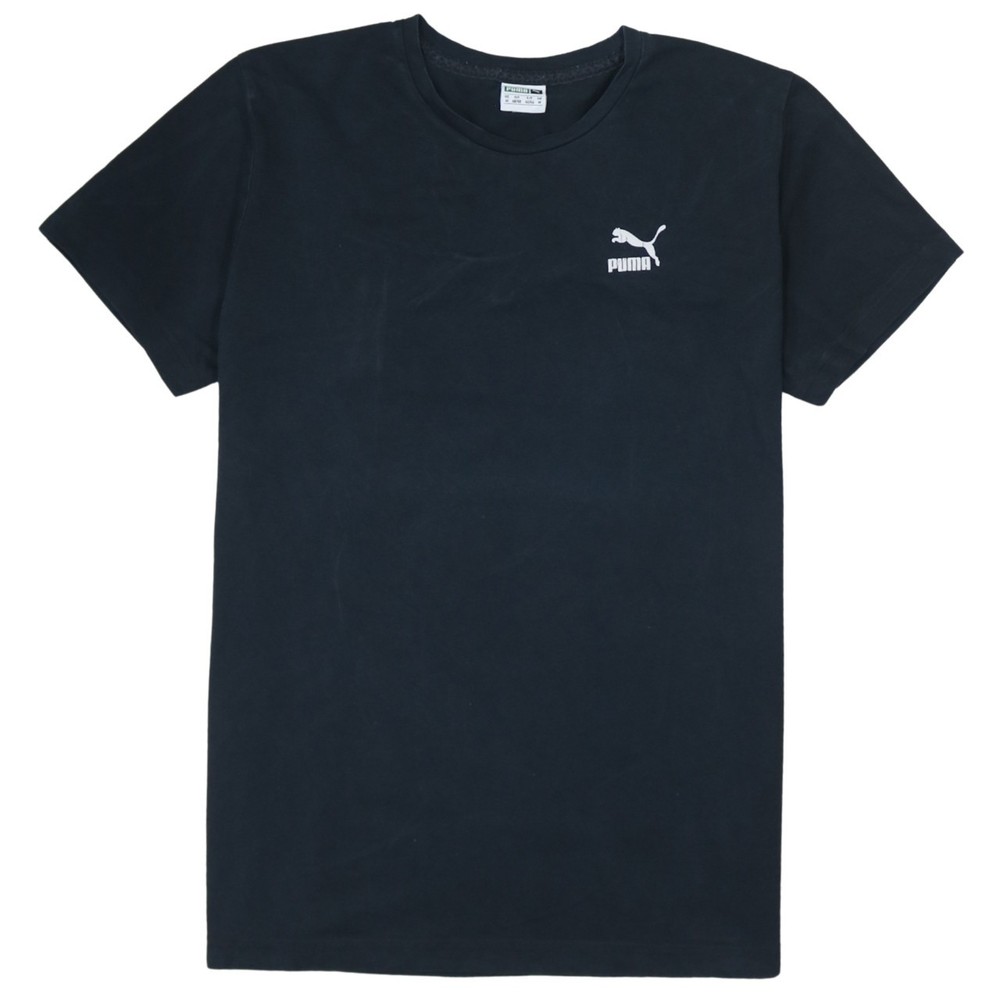 Puma Mens T Shirt Black Cotton Big Logo Back Graphic Crew Neck Sports Top M