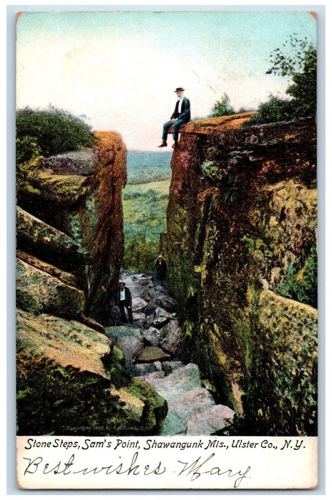 1907 Stone Steps Sam Point Shawangunk Walden New York Vintage Antique Postcard
