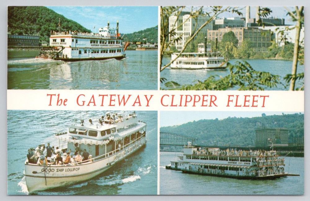 Vintage Pittsburgh PA Gateway Clipper Fleet Riverboats Postcard Modern-Ad