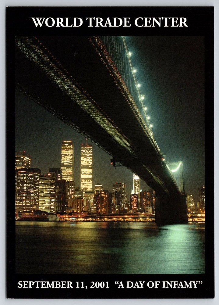 WTC Twin Towers Brooklyn Bridge NYC Postcard 9/11 Commemorative Limited Ed