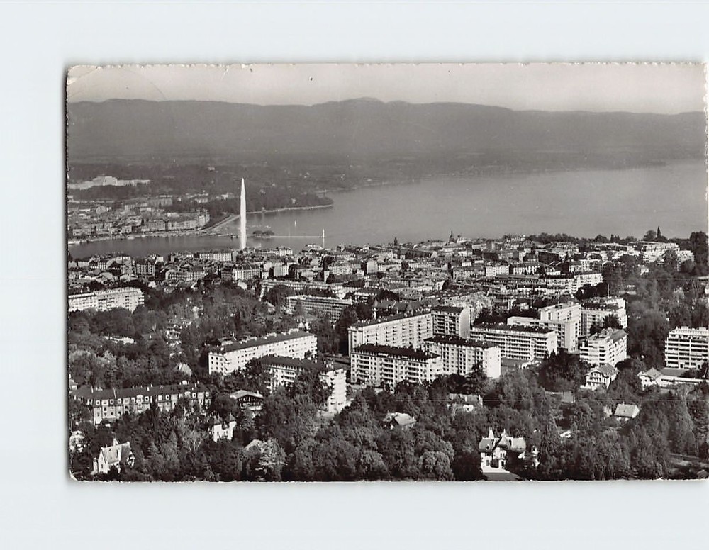 Postcard Aerial View Geneva Switzerland