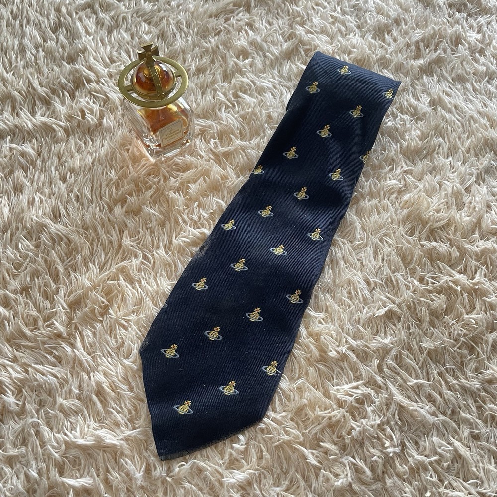 Vivienne Westwood 90s Rare Vintage Tie ORB pattern 100% silk Made In England